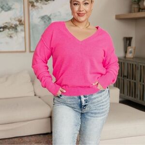 🌼 GeeGee Pink Lightweight V-Neck Sweater 1XL